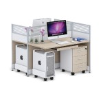 meja kerja 2 orang  dengan partisi (cubicle panel).